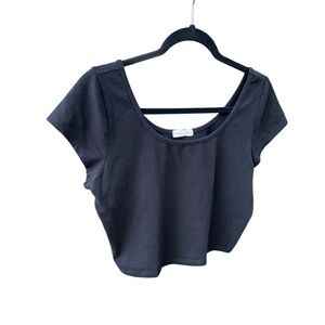 Imagenation Super Cute‎ Black Crop Top Short Sleeve Size Medium